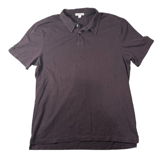 Standard James Perse Mens Cotton Polo Shirt Size 2 Dark Plum Casual Made In USA - Picture 1 of 6